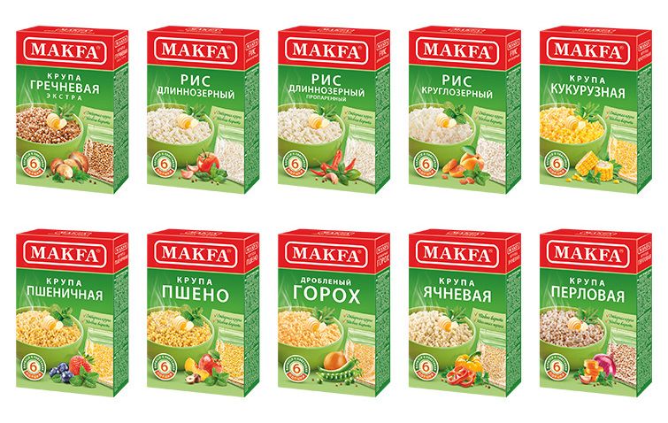 ассортимент круп в пакетиках Макфа ассортимент круп в пакетиках Макфа