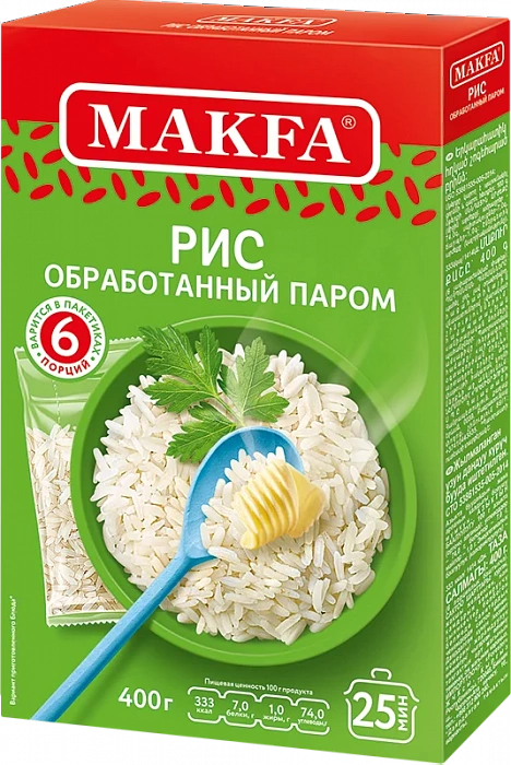 Рис обработанный паром в пакетиках